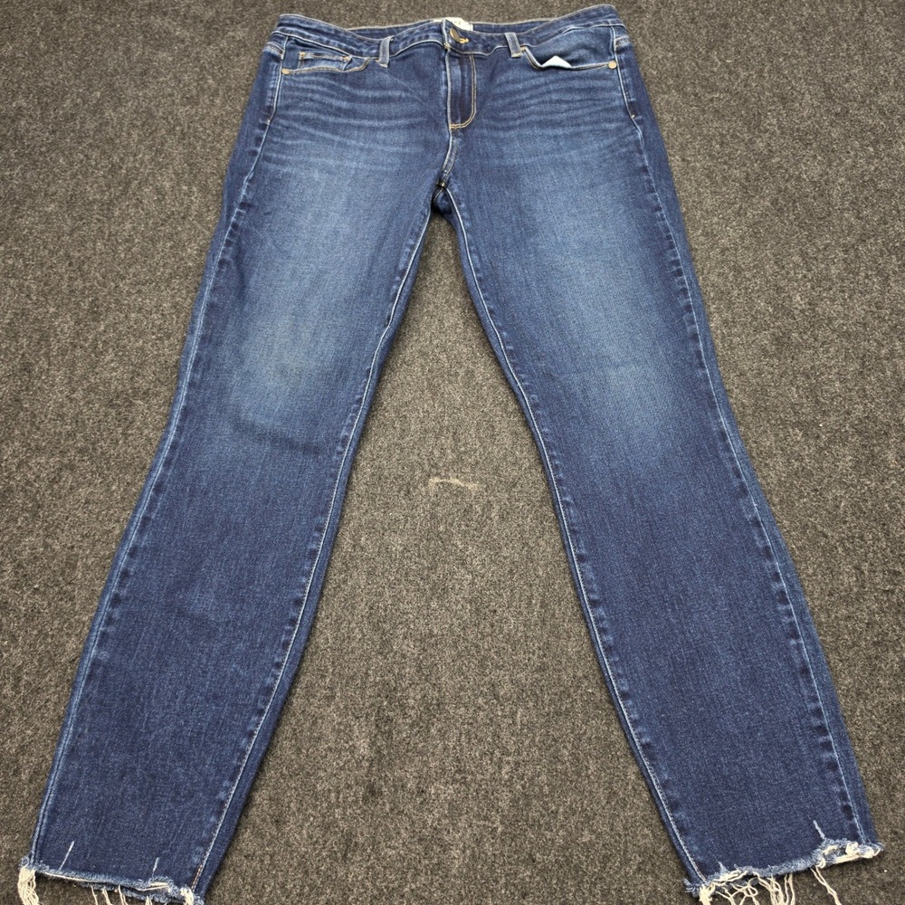 Paige Verdugo Ankle Jeans Women 32 Blue Darton Distressed Raw Hem Skinny